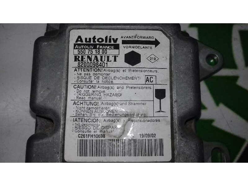 Recambio de centralita airbag para renault kangoo 4x4 privilege (kc0s/v) referencia OEM IAM 8200098401 550751800 