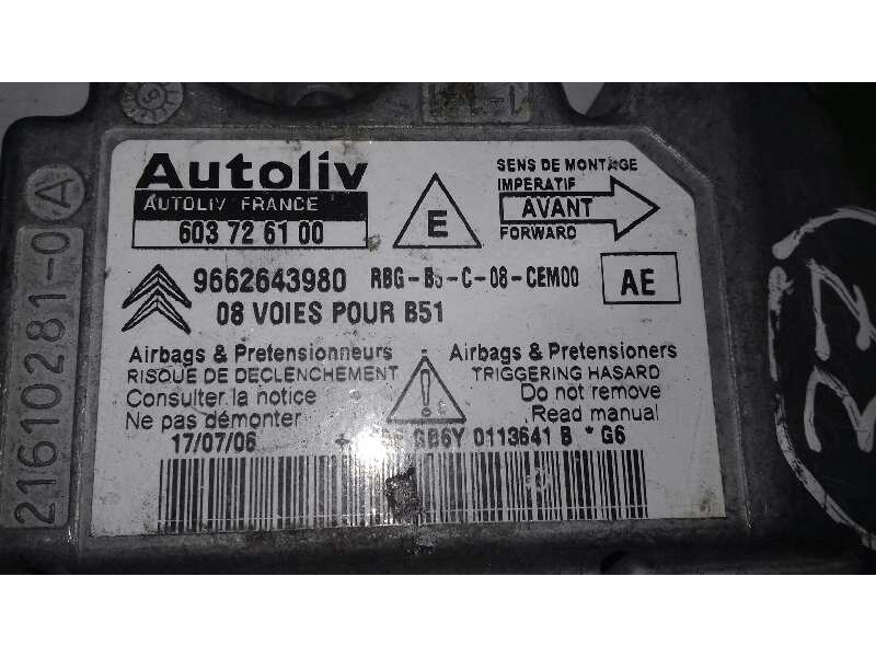 Recambio de centralita airbag para citroën c4 berlina lx referencia OEM IAM 603726100 9662643980 